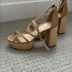 Vince Camuto nude strapped healed sandal